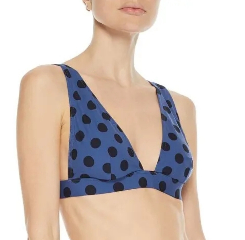Zimmermann Sculpt Wide Triangle Bikini Top Indigo Polka Dot NWT
